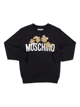 Moschino: 코튼 크루넥 스웨트셔츠 - 블랙 - kids-boys_0 | Luisa Via Roma