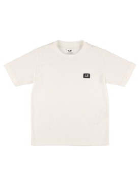 C.P. Company: Logo印花棉质平纹针织T恤 - 白色 - kids-boys_0 | Luisa Via Roma