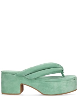 Dries Van Noten: 60mm Leather thong sandals - Turquoise - women_0 | Luisa Via Roma