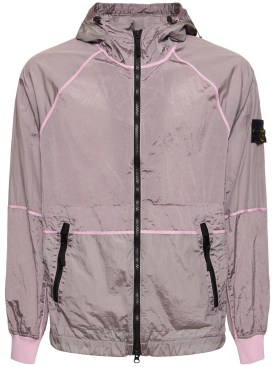 Stone Island: Hooded Econyl nylon jacket - Pink - men_0 | Luisa Via Roma