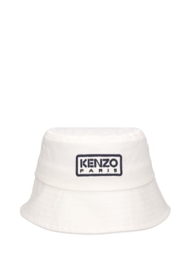 Kenzo Kids: Cotton twill bucket hat - White - kids-girls_0 | Luisa Via Roma