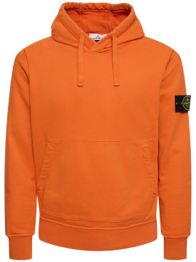 Stone Island: Besticktes Sweatshirt mit Kapuze - Orange - men_0 | Luisa Via Roma