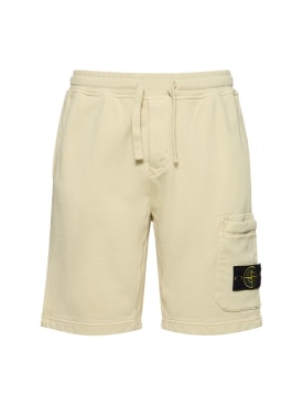 Stone Island: Brushed cotton sweat shorts - Natural Beige - men_0 | Luisa Via Roma