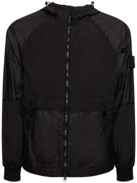 Stone Island: Hooded Econyl nylon jacket - Black - men_0 | Luisa Via Roma