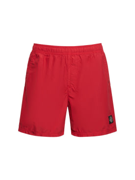 Stone Island: Logo patch shorts - Red - men_0 | Luisa Via Roma