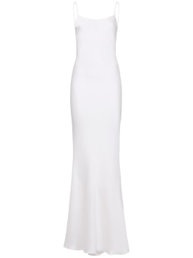 The Andamane: Ninfea tech crepe satin maxi slip dress - White - women_0 | Luisa Via Roma