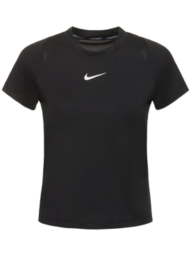 Nike: Haut de tennis à manches courtes Dri-Fit - Noir - women_0 | Luisa Via Roma