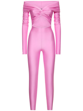 The Andamane: Kendall shiny stretch lycra jumpsuit - Pink - women_0 | Luisa Via Roma