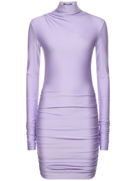 The Andamane: Oleandra shiny Lycra mini dress - Purple - women_0 | Luisa Via Roma