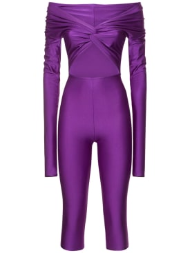 The Andamane: Kendall亮面莱卡长袖连身裤 - 紫色 - women_0 | Luisa Via Roma