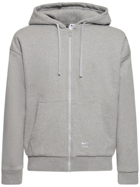 Nike: MMW cotton blend fleece hoodie - Heather Grey - men_0 | Luisa Via Roma