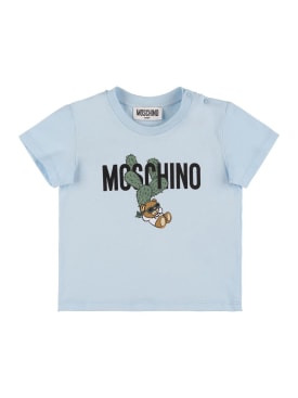 Moschino: T-shirt en jersey de coton - Bleu Ciel - kids-girls_0 | Luisa Via Roma