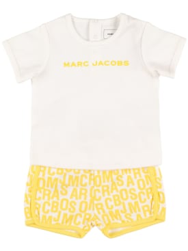 Marc Jacobs: Cotton jersey t-shirt & sweat shorts - Yellow - kids-girls_0 | Luisa Via Roma