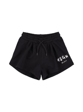 MSGM: Shorts deportivos de algodón - Negro - kids-girls_0 | Luisa Via Roma