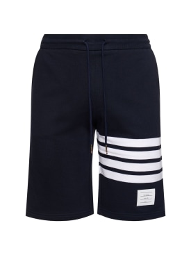 Thom Browne: Shorts 4-Bar in jersey di cotone - Navy - men_0 | Luisa Via Roma