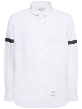 Thom Browne: Straight fit mini round collar shirt - White - men_0 | Luisa Via Roma