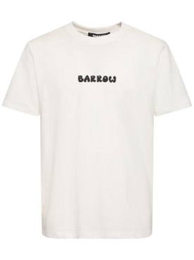 Barrow: T-shirt en coton imprimé ours - Blanc Cassé - men_0 | Luisa Via Roma