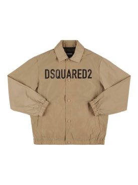 Dsquared2: Printed logo nylon jacket - Beige - kids-boys_0 | Luisa Via Roma