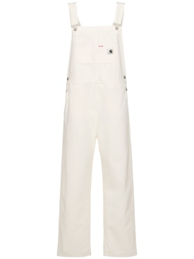 Carhartt WIP: BiB直筒背带裤 - 白色/米黄色 - women_0 | Luisa Via Roma