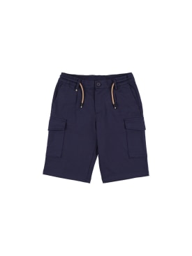 Boss: Viscose piqué cargo shorts - Navy - kids-boys_0 | Luisa Via Roma
