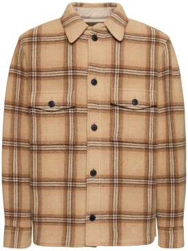 Marant: Check print wool blend jacket - Beige - men_0 | Luisa Via Roma