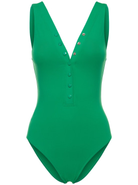 Eres: Icone one piece V-neck swimsuit - Green - women_0 | Luisa Via Roma