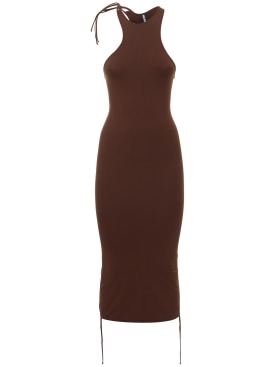 Andreadamo: Sculpting jersey midi dress - Brown - women_0 | Luisa Via Roma