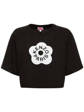 Kenzo Paris: Boke cropped cotton boxy t-shirt - Black - women_0 | Luisa Via Roma