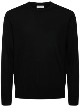 Dries Van Noten: Murton wool crewneck sweater - Black - men_0 | Luisa Via Roma