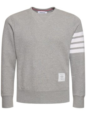 Thom Browne: Cotton jersey logo sweatshirt - Light Grey - men_0 | Luisa Via Roma