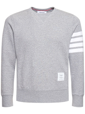 Thom Browne: Cotton jersey logo sweatshirt - Light Grey - men_0 | Luisa Via Roma