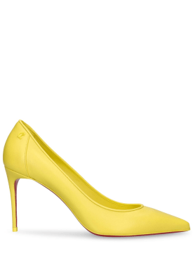 Christian Louboutin: 85毫米Sporty Kate皮革高跟鞋 - 黄色 - women_0 | Luisa Via Roma