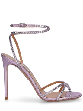 Aquazzura: 105mm Last Dance leather sandals - Pink - women_0 | Luisa Via Roma