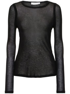Victoria Beckham: 圆领平纹针织T恤 - 黑色 - women_0 | Luisa Via Roma
