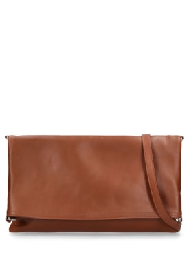 Dries Van Noten: Flat leather crossbody bag - Tan - men_0 | Luisa Via Roma