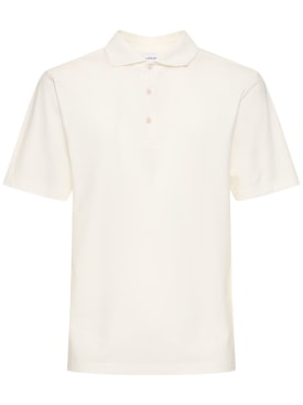 Lardini: 棉质平纹针织POLO衫 - 白色 - men_0 | Luisa Via Roma
