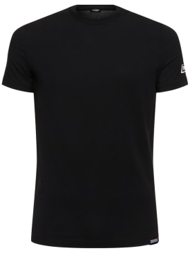 Dsquared2: D2圆领T恤 - 黑色 - men_0 | Luisa Via Roma