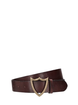 HTC Los Angeles: 3.5cm Shield leather belt - Brown - men_0 | Luisa Via Roma