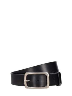 Dries Van Noten: 3.5cm leather buckle belt - Black - men_0 | Luisa Via Roma