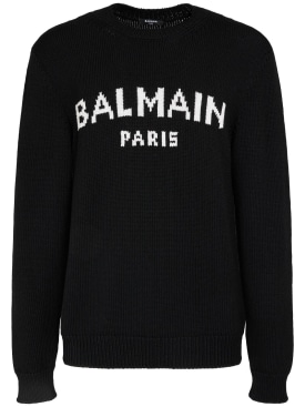 Balmain: Suéter de lana - Eab Noir/Blanc - men_0 | Luisa Via Roma