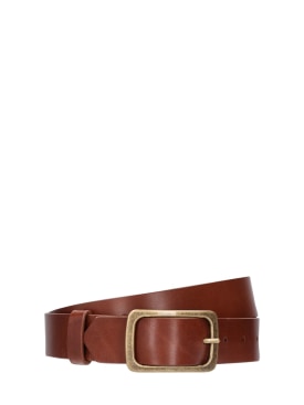 Dries Van Noten: 3.5cm leather buckle belt - Tan - men_0 | Luisa Via Roma