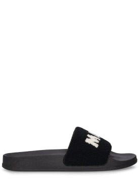 Marni Junior: Logo print terrycloth slide sandals - Black - kids-boys_0 | Luisa Via Roma