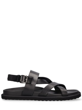 Officine Creative: Charrat leather sandals - Black - men_0 | Luisa Via Roma