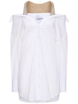 Giuseppe Di Morabito: Cotton poplin mini dress - Beyaz - women_0 | Luisa Via Roma
