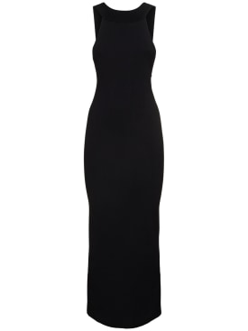 Khaite: 中号粘胶纤维混纺长款连衣裙 - 黑色 - women_0 | Luisa Via Roma