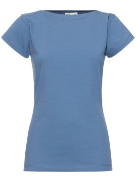 Bally: Cotton jersey t-shirt - Blue - women_0 | Luisa Via Roma