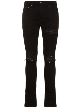 Amiri: Jeans MX1 de denim con insertos bandana 15cm - Negro - men_0 | Luisa Via Roma