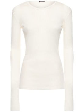 Ann Demeulemeester: Fiene ribbed cotton long sleeve top - White - women_0 | Luisa Via Roma