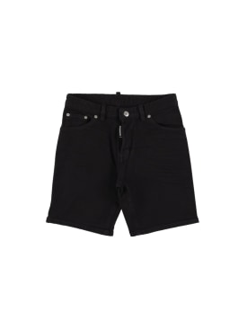 Dsquared2: Stretch cotton denim shorts - Black - kids-boys_0 | Luisa Via Roma