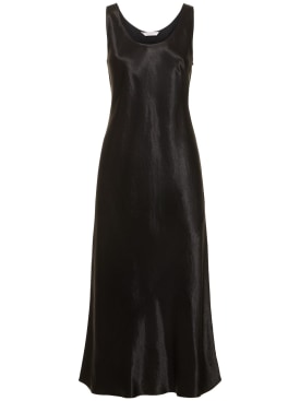 Max Mara: Talete sleeveless satin midi dress - Black - women_0 | Luisa Via Roma